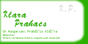 klara prahacs business card